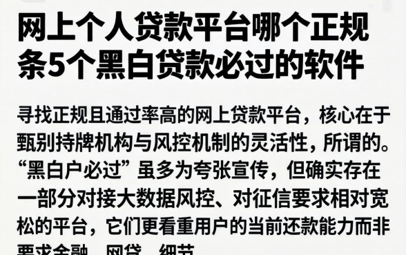 网上个人贷款平台哪个正规，条列5个黑白贷款必过的软件