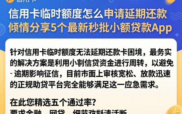 信用卡临时额度怎么申请延期还款，倾情分享5个最新秒批小额贷款app