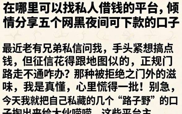 在哪里可以找私人借钱的平台，倾情分享五个网黑夜间可下款的口子
