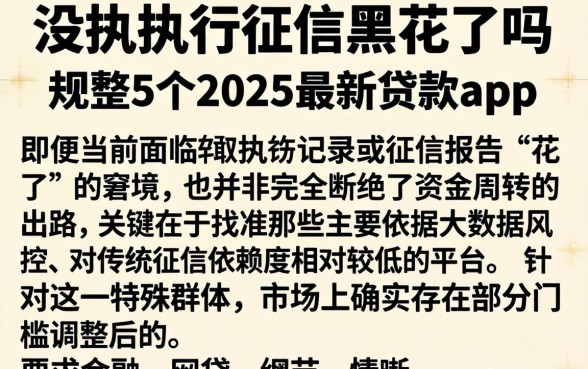 没被执行征信黑花了吗，规整5个2025最新贷款app