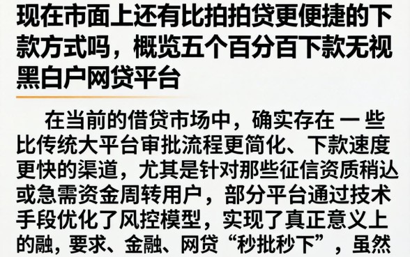 现在市面上还有比拍拍贷更便捷的下款方式吗,概览五个百分百下款无视黑白户网贷平台