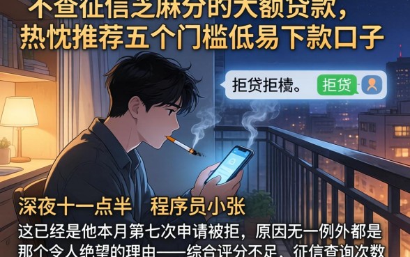 不查征信芝麻分的大额贷款，热忱推荐五个门槛低易下款口子