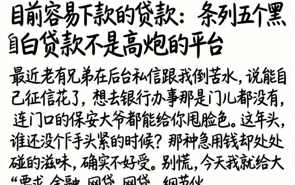目前容易下款的贷款,条列五个黑白贷款不是高炮的平台