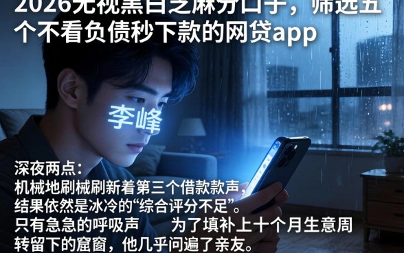 2026无视黑白芝麻分的口子，筛选五个不看负债秒下款的网贷app