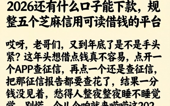 2026还有什么口子能下款,规整五个芝麻信用可以借钱的平台