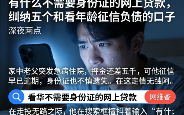 有什么不需要身份证的网上贷款，归纳五个不看年龄征信负债的口子