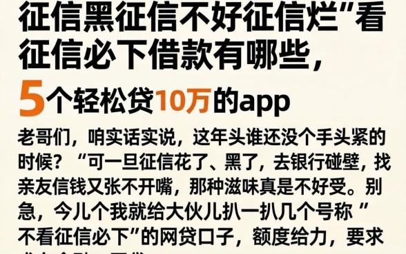 征信黑征信不好征信烂不看征信必下借款有哪些，细致阐述5个轻松贷10万的app