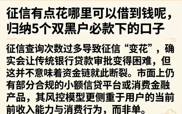征信有点花哪里可以借到钱呢，归纳5个双黑户必下款的口子