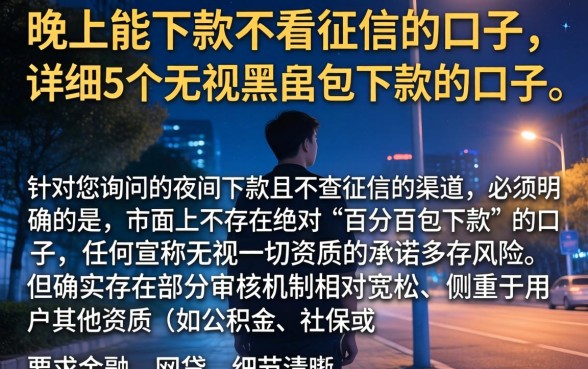 晚上能下款不看征信的口子,详细阐述5个无视黑户包下款的口子