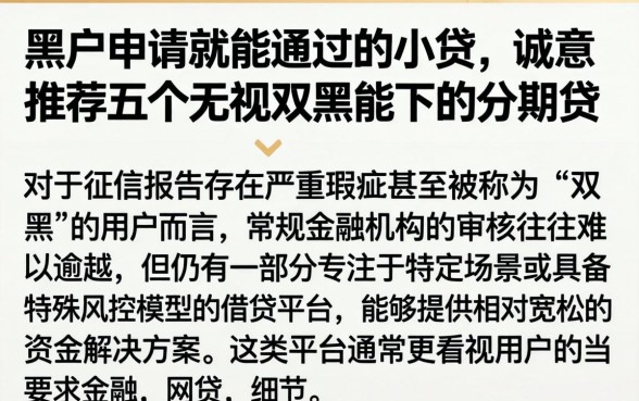 黑户申请就能通过的小贷,诚意推荐五个无视双黑能下的分期贷