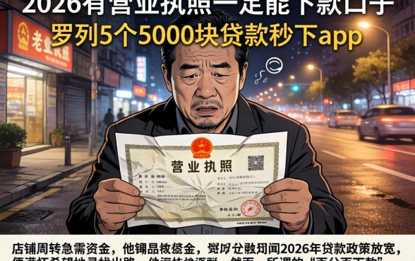 2026有营业执照一定能下款的口子，罗列5个5000块贷款秒下app