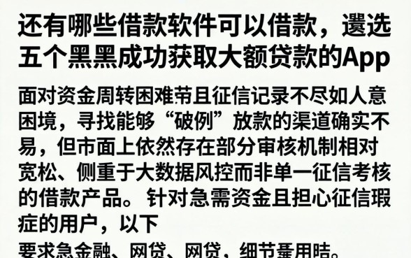 还有哪些借款软件可以借款,遴选五个黑户成功获取大额贷款的app