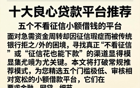 十大良心贷款平台推荐，详尽说明五个不看征信小额借钱的平台