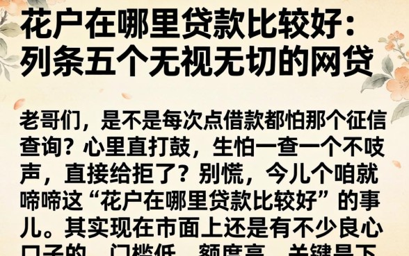 花户在哪里贷款比较好，条列五个无视一切的网贷