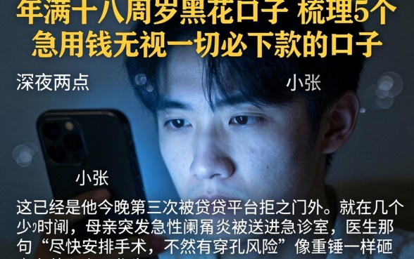 年满十八周岁黑花口子，梳理5个急用钱无视一切必下款的口子