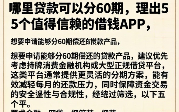 哪里贷款可以分60期，理出5个值得信赖的借钱app