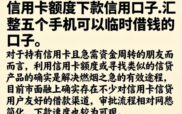 信用卡额度下款的口子,汇整五个手机可以临时借钱的口子