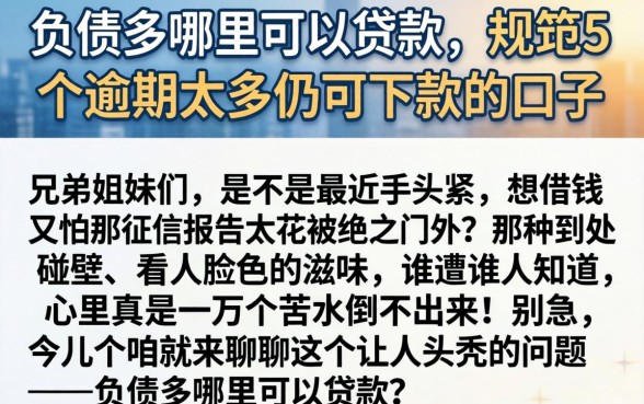 负债多哪里可以贷款，规整5个逾期太多仍可下款的口子