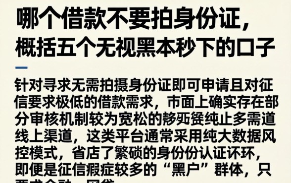 哪个借款不要拍身份证，概括五个无视黑户秒下的口子