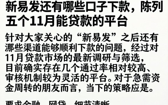 新易发的还有哪些口子下款，陈列五个11月能贷款的平台
