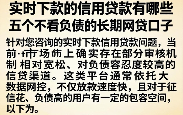 实时下款的信用贷款有哪些，详细阐述五个不看负债的长期网贷口子