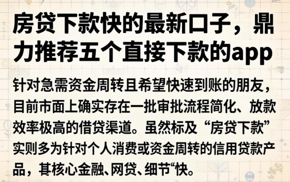 房贷下款快的最新口子,鼎力推荐五个直接下款的app