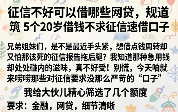 征信不好可以借哪些网贷，规整5个20岁借钱不求征信速借口子