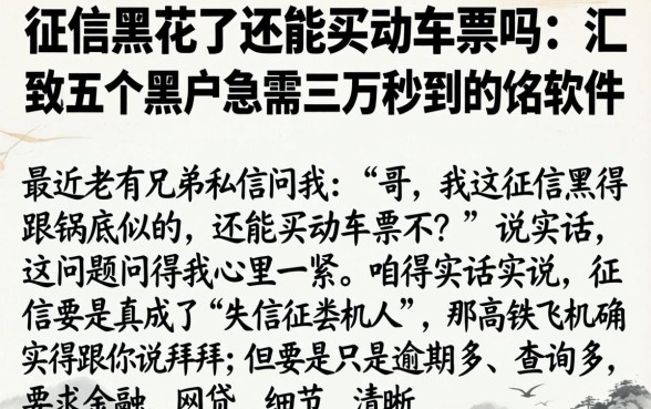 征信黑花了还能买动车票吗，汇整五个黑户急需三万秒到的的软件