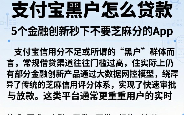 支付宝黑户怎么贷款，细致阐述5个金融创新秒下不要芝麻分的app