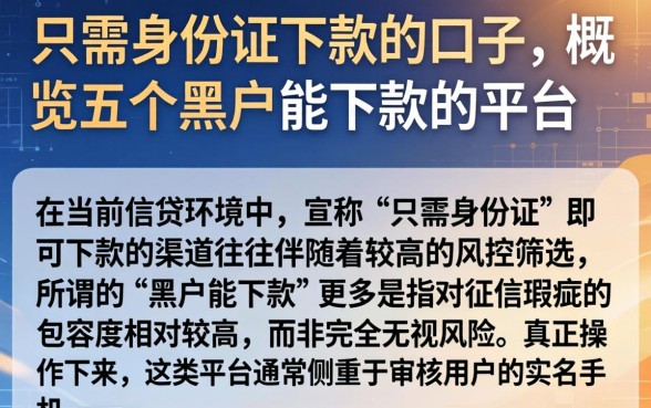 只需身份证下款的口子,概览五个黑户能下款的平台