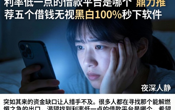 利率低一点的借款平台是哪个,鼎力推荐五个借钱无视黑白100%秒下软件