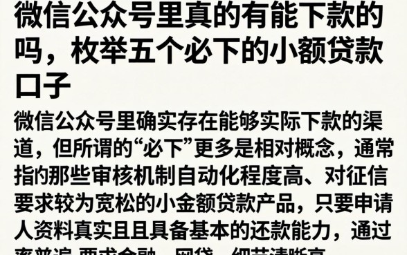 微信公众号里真的有能下款的吗，枚举五个必下的小额贷款口子