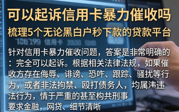 可以起诉信用卡暴力催收吗，梳理5个无论黑白户秒下款的贷款平台