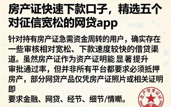 房产证快速下款的口子,精选五个对征信宽松的网贷app