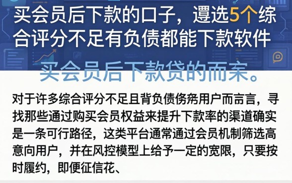 买会员后下款的口子,遴选5个综合评分不足有负债都能下款软件
