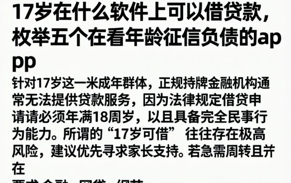 17岁在什么软件上可以借贷款,枚举五个不看年龄征信负债的app