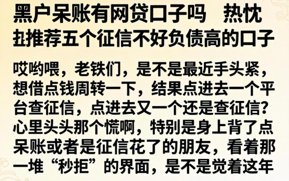 黑户呆账有网贷口子吗，热忱推荐五个征信不好负债高的口子