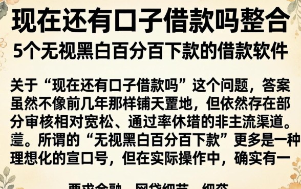 现在还有口子借款吗，整合5个无视黑白百分百下款的借款软件