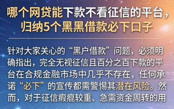 哪个网贷能下款不看征信的平台,归纳5个黑户借款必下口子