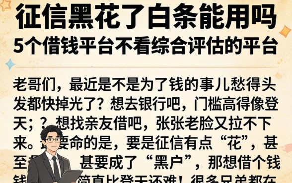 征信黑花了白条能用吗，详细阐述5个借钱平台不看综合评估的平台