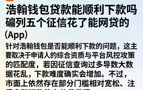 浩翰钱包贷款能顺利下款吗，胪列五个征信花了能网贷的app