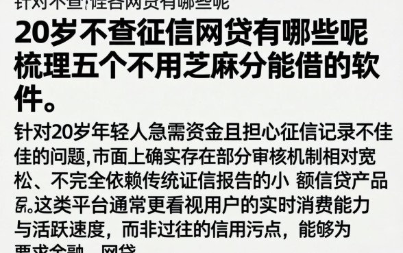 20岁不查征信的网贷有哪些呢，梳理五个不用芝麻分能借的软件