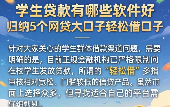 学生贷款有哪些软件好，归纳5个网贷大口子轻松借口子
