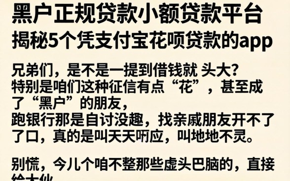 黑户正规贷款小额贷款平台,揭秘5个凭支付宝花呗贷款的app