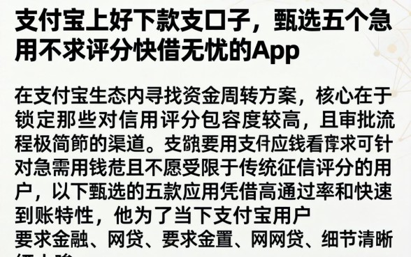 支付宝上好下款的口子，甄选五个急用不求评分快借无忧的app