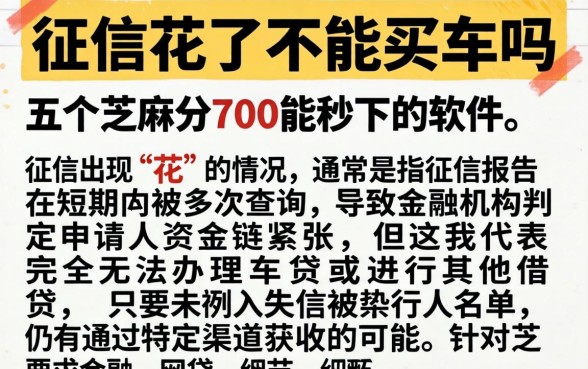 征信花了不能买车吗，详细阐述五个芝麻分700能秒下的软件