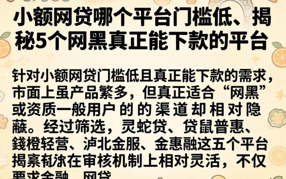 小额网贷哪个平台门槛低,揭秘5个网黑真正能下款的平台