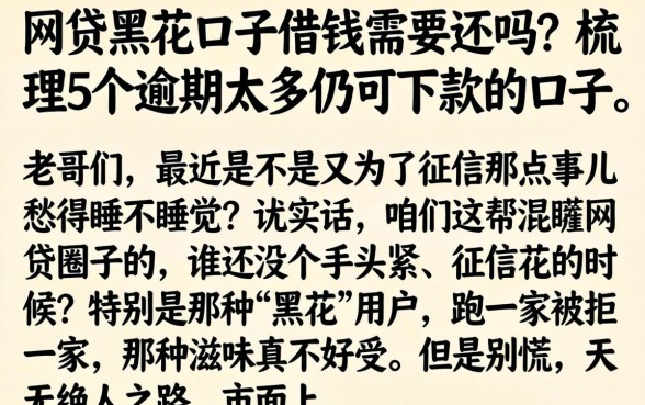 网贷黑花口子借钱需要还吗，梳理5个逾期太多仍可下款的口子