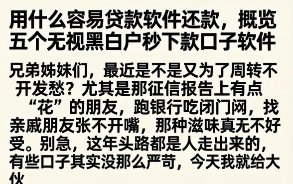 用什么容易贷款软件还款,概览五个无视黑白户秒下款口子软件