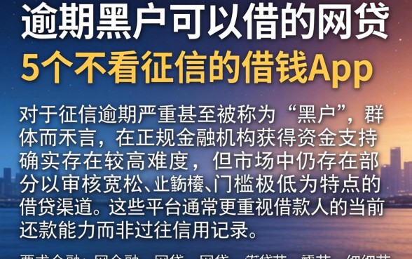 逾期黑户可以借的网贷，详细阐述5个不看征信的借钱app